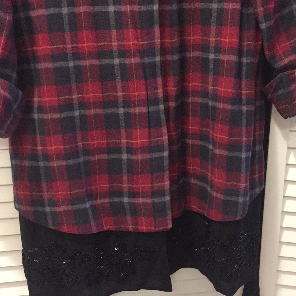 Long Plaid Button Down With Bling - image 7